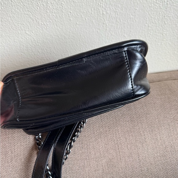 Black Quilted Leather Shoulder Bag with Logo - Picture 9 of 9